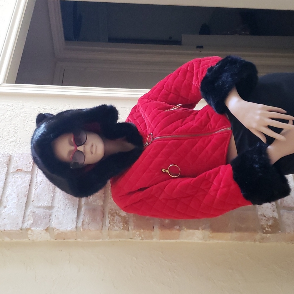 Moschino Red and Black Bomber Jacket